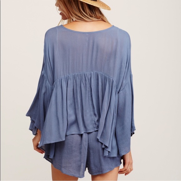 Free people endless summer she’s a vision button up ruffle romper jumpsuit flowy - Picture 3 of 6